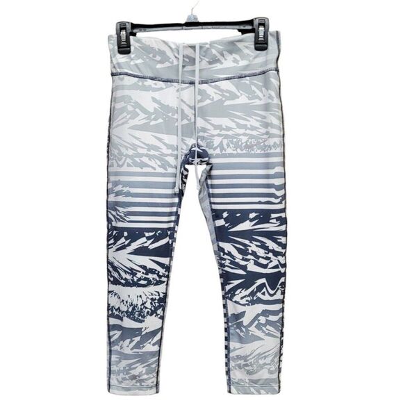 Power Essential Print Running Tight Capri Pure Platinum Palm 872810-043 Womens M - Picture 1 of 13